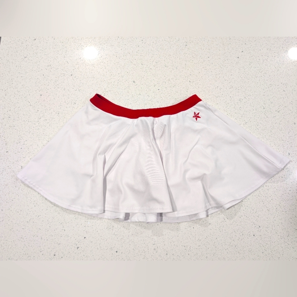 REBEL ATHLETICS Flouncy Flowy Cheer Cheerleading skirt skort w/ shorts Red White